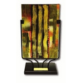 Rectangle Art Glass With Steel Stand